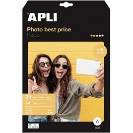 Papier photo A4 Apli Brillant (20 feuilles 140g/m2) Ref 4451