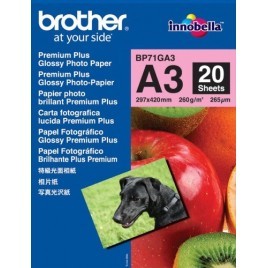 Papier A3 photo BROTHER Glossy BP71GA3 (20 feuilles A3 29,7x42cm, 260 g/m2)