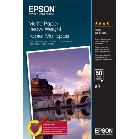 Papier A3 photo Mat EPSON S041261 (50 feuilles A3 29,7x42cm, 167g/m2)