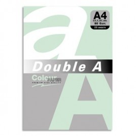 Paquet de 25 feuilles papier couleur Vert pastel A4 DOUBLE A (80g/m2)