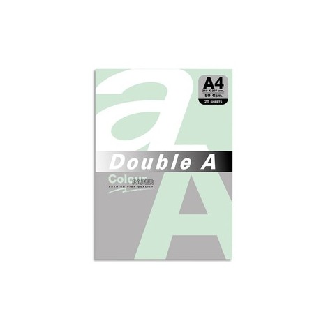 Paquet de 25 feuilles papier couleur Vert pastel A4 DOUBLE A (80g/m2)