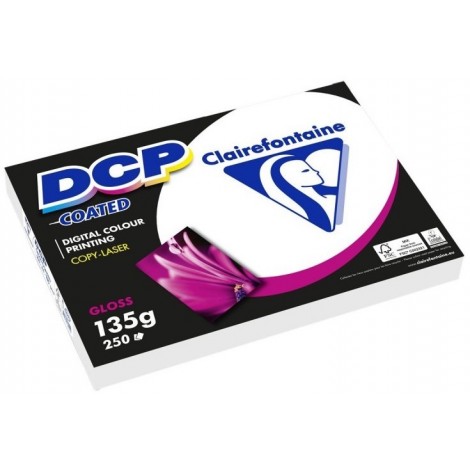 Clairefontaine DCP COATED Brillant 2 faces - A4 250 feuilles 6841 (135g/m2) - Papier couché - Pour imprimante Laser uniquement