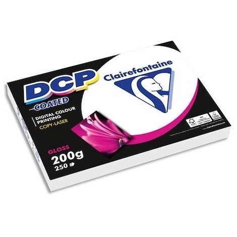 Clairefontaine DCP COATED Brillant 2 faces - A4 250 feuilles 6861 (200g/m2) - Papier couché - Pour imprimante Laser uniquement