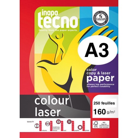 Ramette de papier INAPA Tecno Colour Laser A3 250 feuilles (160g/m2)