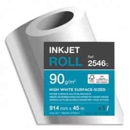 Rouleau papier 90 g/m2 Clairefontaine 2545C Surfacé Haute Blancheur format A1 (610 mm x 45 m)