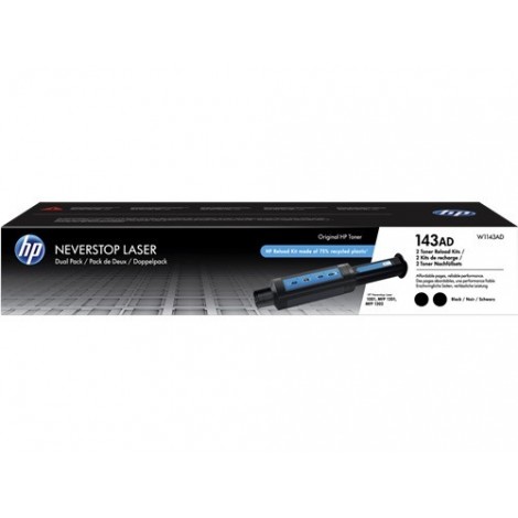 Double Pack ORIGINAL HP W1143AD Kit de recharge Toner noir HP 143A Neverstop - 2x 2500 pages