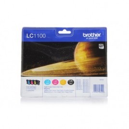 Pack ORIGINAL BROTHER LC-1100 Noir + Cyan + Magenta + Jaune - 1 X 9.5ml + 3 X 7.5ml - 1x 450 + 3x 325 pages