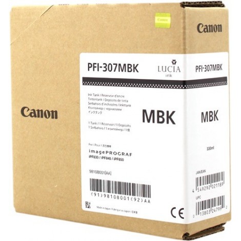 ORIGINAL Canon Cartouche d'encre Noir (matt) PFI-307mbk 9810B001 330ml