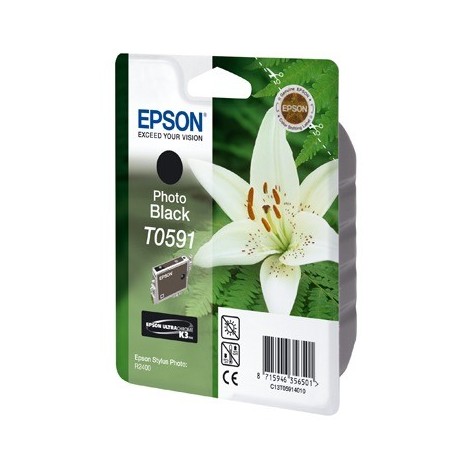 ORIGINAL EPSON T0591 Photo Noire - Orchidée - 13ml