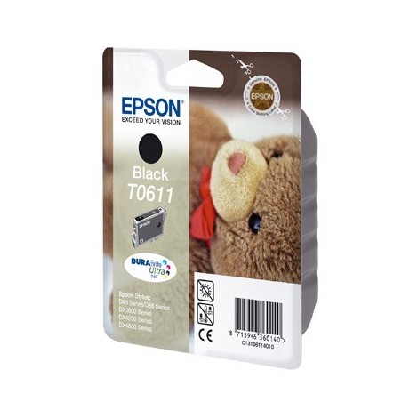 ORIGINAL EPSON T0611 Noire - Ours en peluche - 8ml - 250 pages