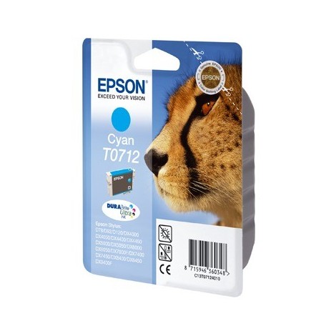 ORIGINAL EPSON T0712 Cyan - Guépard - 5.5ml - 345 pages