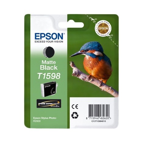 ORIGINAL EPSON T1598 Noire mat - Martin-pêcheur - 17ml