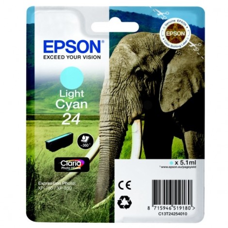 ORIGINAL EPSON T2425 Cyan clair - Eléphant - 5.1ml - 360 pages