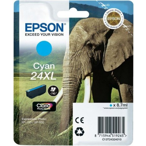 ORIGINAL EPSON T2432 XL Cyan - Eléphant - 8.7ml - 740 pages