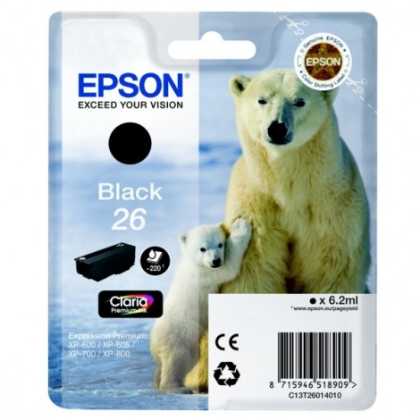 ORIGINAL EPSON T2601 Noire - Ours Polaire - 6.2ml - 220 pages