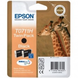 ORIGINAL EPSON T0711H pack 2x Noire - Guépard - 2x 7.4ml - 2x 245 pages