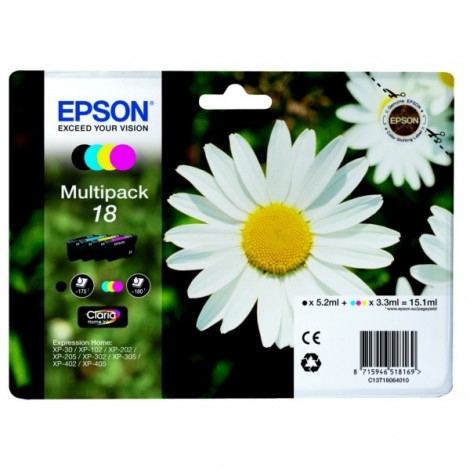 ORIGINAL EPSON T1806 Multipack standard - Marguerite Paquerette - 1x 5.2ml + 3x 3.3ml - 175 + 3x 180 pages