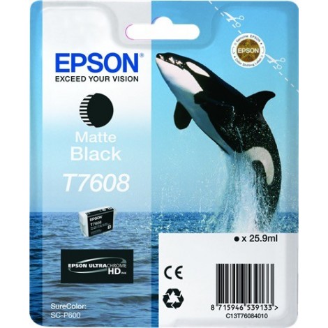 ORIGINAL EPSON T7608 Noir Mat - Orque - 25.9ml - 1.100 pages