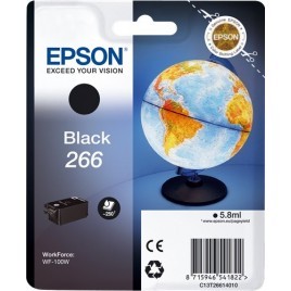 ORIGINAL Epson Cartouche d'encre noir C13T26614010 T266 ~250 pages 5.8ml  - Globe