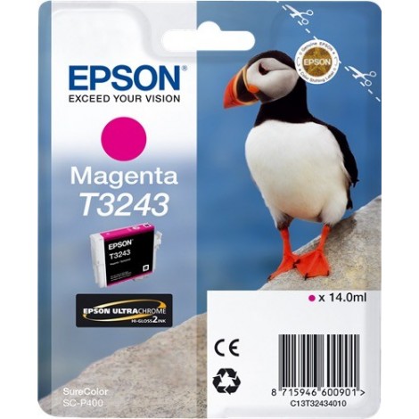 ORIGINAL Epson Cartouche d'encre Magenta C13T32434010 T3243 ~980 pages 14ml  - Oiseau Macareux