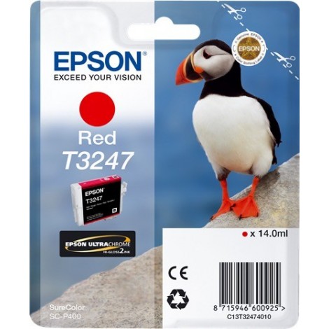 ORIGINAL Epson Cartouche d'encre Rouge C13T32474010 T3247 ~980 pages 14ml  - Oiseau Macareux