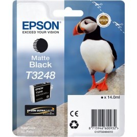 ORIGINAL Epson Cartouche d'encre Noir (matt) C13T32484010 T3248 ~650 pages 14ml  - Oiseau Macareux