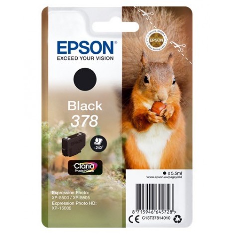 ORIGINAL EPSON 378 Noire - C13T37814010 - Écureuil - 5.5ml - 240 pages