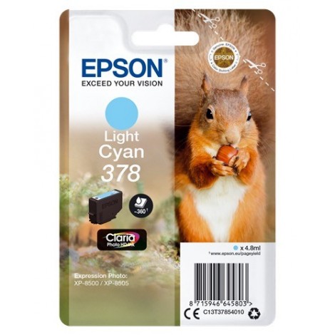 ORIGINAL EPSON 378 Cyan Clair - C13T37854010 - Écureuil - 4.8ml - 360 pages