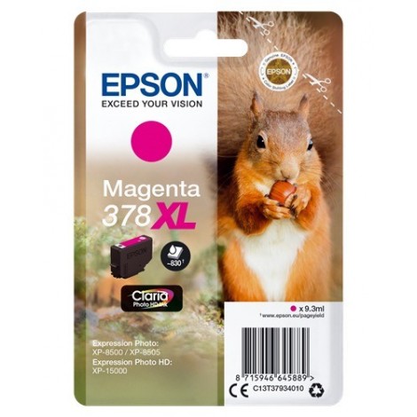 ORIGINAL EPSON 378 XL Magenta - C13T37934010 - Écureuil - 9.3ml - 830 pages