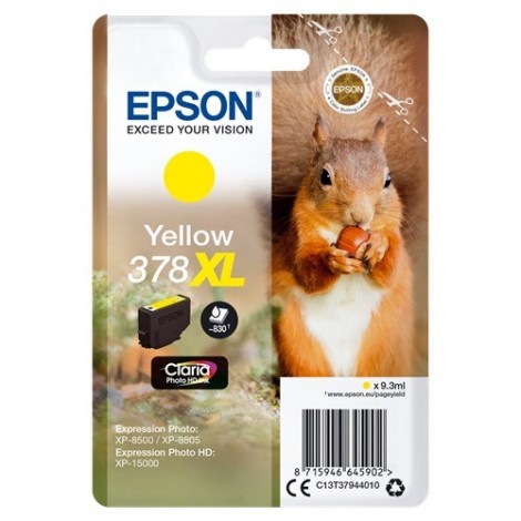 ORIGINAL EPSON 378 XL Jaune - C13T37944010 - Écureuil - 9.3ml - 830 pages