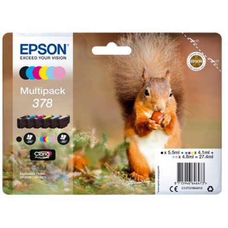 Multipack ORIGINAL EPSON 378 - C13T37884010 - 6 cartouches - Écureuil - 27.4ml - 240 + 5x 360 pages