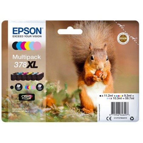 Multipack ORIGINAL EPSON 378 XL - C13T37984010 - 6 cartouches - Écureuil - 59.7ml - 500 + 5x 830 pages