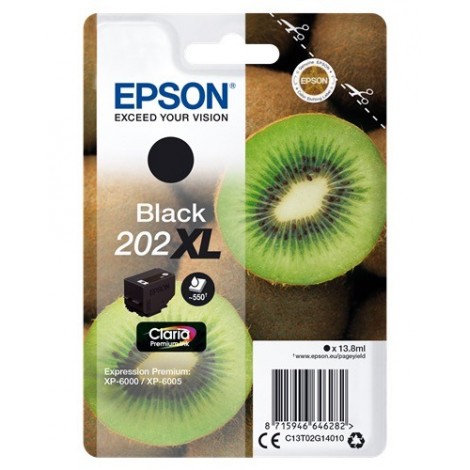 ORIGINAL EPSON 202XL Noir - C13T02G14010 - Kiwi - 13.8ml - 550 pages