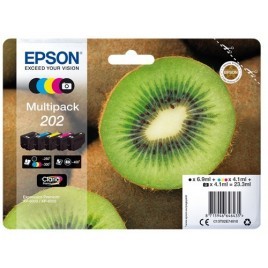 Multipack ORIGINAL EPSON 202 - C13T02E74010 - 5 cartouches - Kiwi - 23.3ml - 250 + 400 + 3x 300 pages