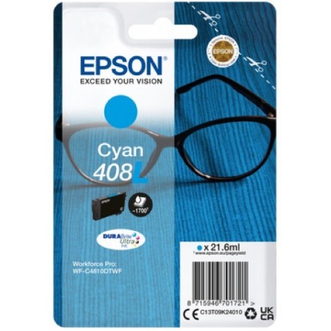 ORIGINAL EPSON 408L Cyan - T09K2 - Lunettes - 21.6ml - 1700 pages