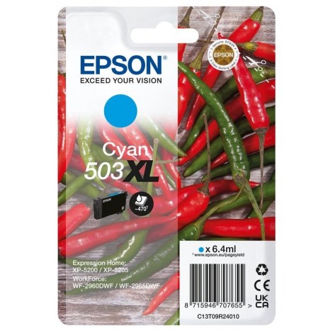 ORIGINAL EPSON 503XL Cyan - C13T09R24010 - Piments - 6.4ml - 470 pages