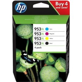 Pack ORIGINAL HP 953 XL Noir + Couleurs 3HZ52AE - 1x 2.000 + 3x 1.600 pages