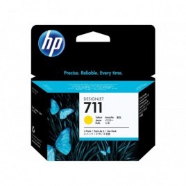 ORIGINAL HP 3x 711 Jaune CZ136A