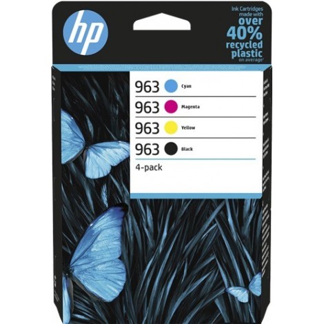 Multipack ORIGINAL HP 963 Noir + Cyan + Magenta + Jaune - 6ZC70AE - 1x 24.09ml + 3x 10.74ml - 1x 1.000 + 3x 700 pages