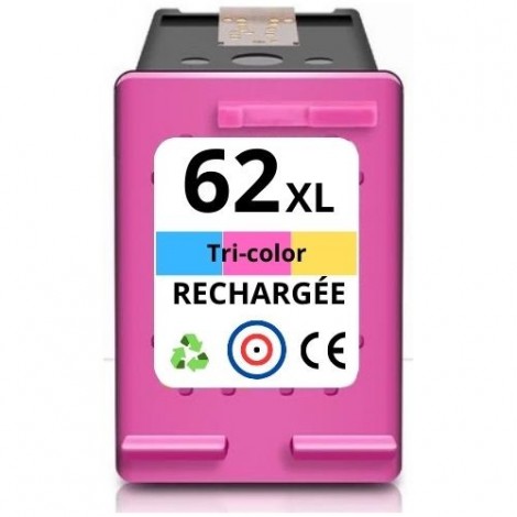 Recharge HP 62XL Couleurs C2P07AE, Cartouche compatible HP - 18ml - 400 pages