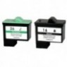 Pack 2 cartouches recyclées Lexmark N° 16 Noir + N°26 Couleur - 1 x 15ml + 1 x 15ml