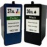 Pack 2 cartouches recyclées Lexmark N° 36 Noir + N°37 Couleur - 1 x 21ml + 1 x 18ml