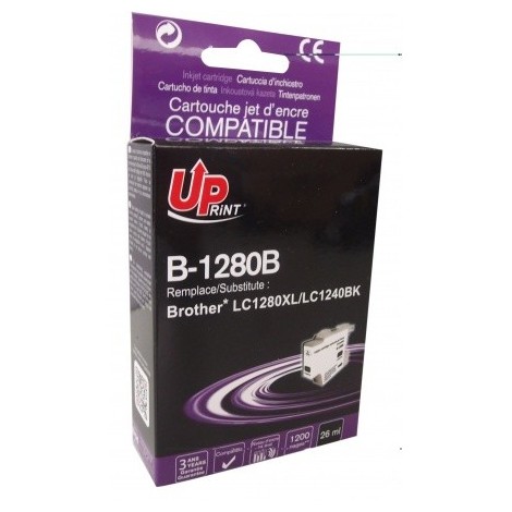 Uprint B-1280XLB Noir, Cartouche compatible BROTHER LC-1280XLBK - 1200 pages - 26ml