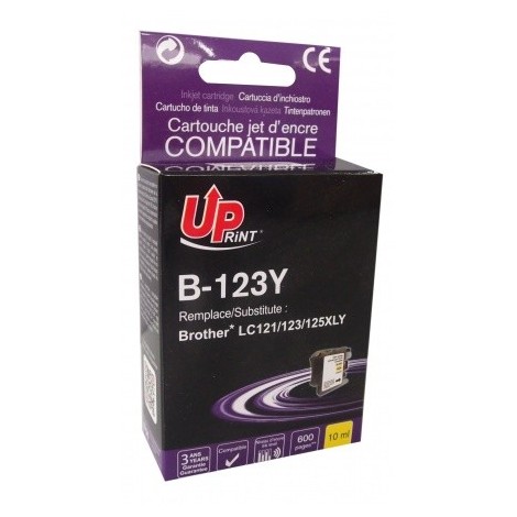 Uprint B-123Y Jaune, Cartouche compatible BROTHER LC-123Y- 600 pages - 10ml