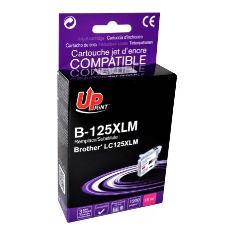 Uprint B-125XLM Magenta, Cartouche compatible BROTHER LC-125M - 1200 pages - 15ml