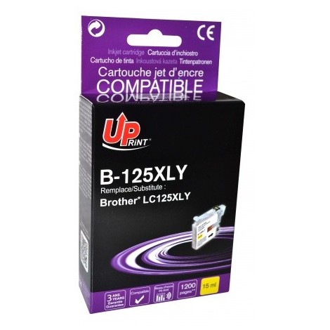 Uprint B-125XLY Jaune, Cartouche compatible BROTHER LC-125Y - 1200 pages - 15ml