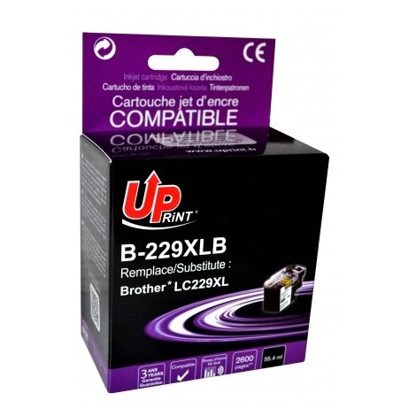 Uprint B-229XLB Noir, Cartouche compatible BROTHER LC-229XLBK - 2100 pages - 61ml