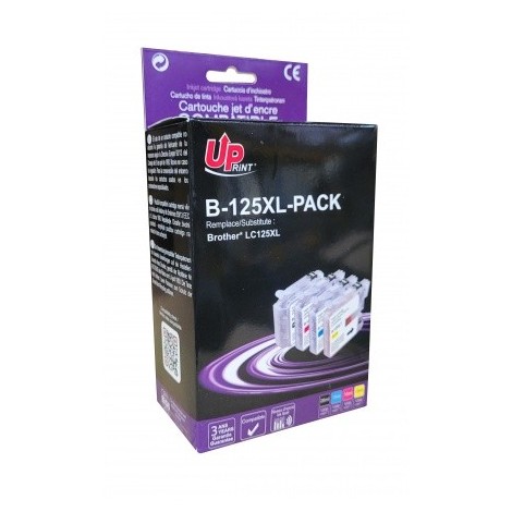 Pack Uprint B-125XL Noir + Cyan + Magenta + Jaune, 4x Cartouches compatibles BROTHER LC-127XL/125XL - 4x 1200 pages