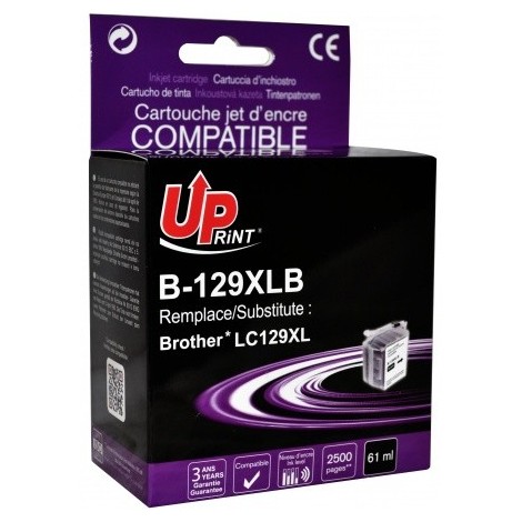 Uprint B-129XLB Noir, Cartouche compatible BROTHER LC-129XLBK - 2600 pages - 58ml