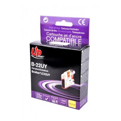 Uprint B-22UY Jaune, Cartouche compatible BROTHER LC-22UY- 1300 pages - 15ml